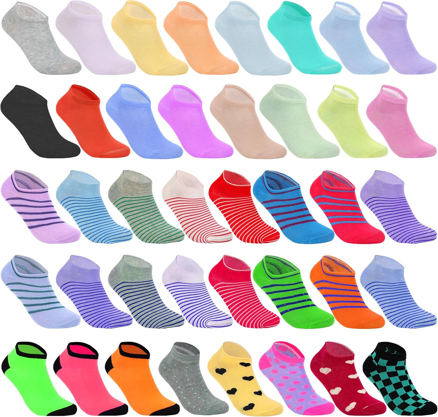 Sophproton 100 Pairs Womens Sample Socks Various Low Cut Ankle Socks Value Sock Bulk Pack for Women Teens Donations