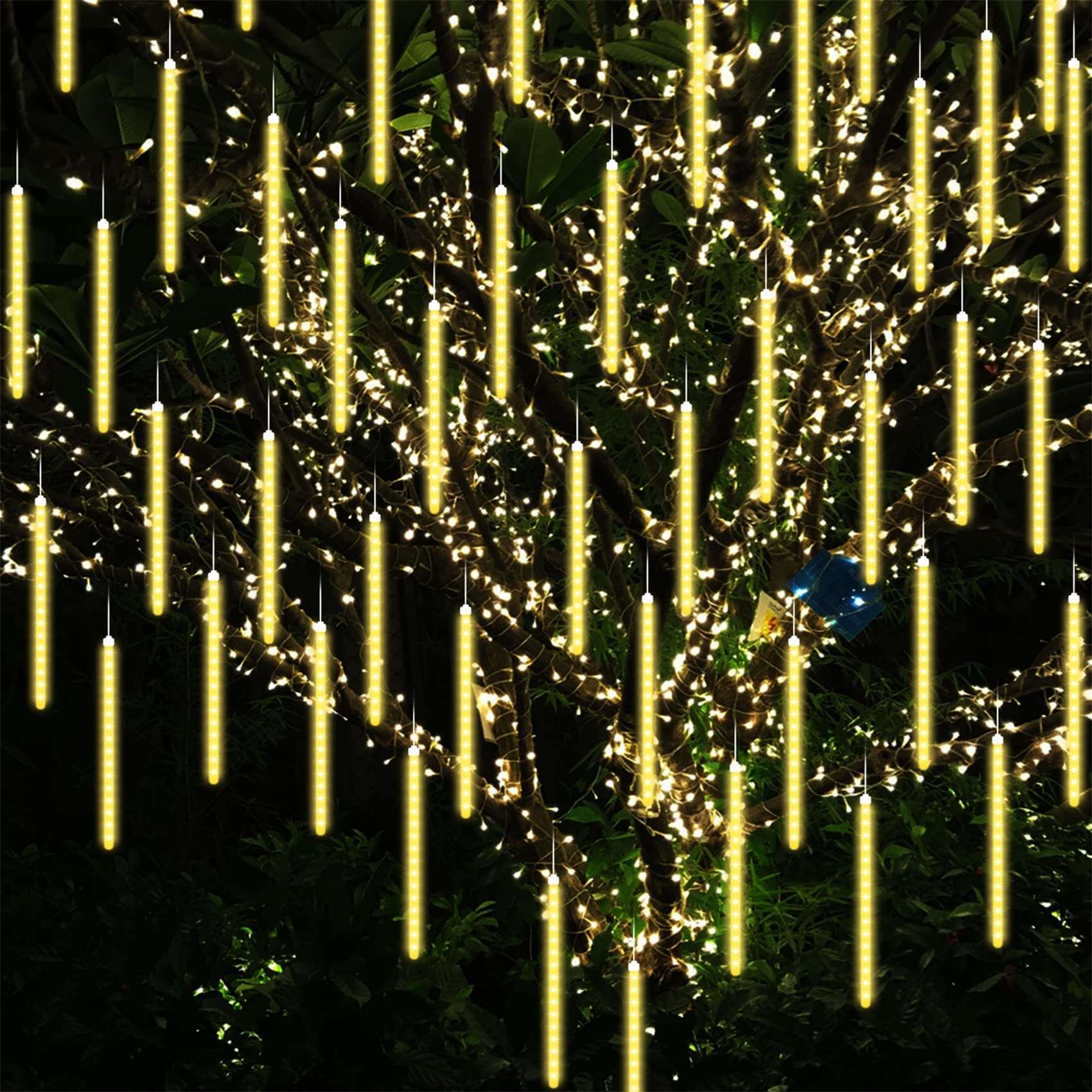 Lampki łańcuchowe, Fairy Lights Lampki choinkowe LED Światła zewnętrzne Ciepłe na Boże Narodzenie, patio, ogród, wesele, sypialnia-ciepłe Whiteolo(Warm White,30cm 10 Tubes 240 LED)