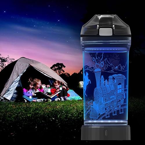 Miniatura 4 de Lightzz Botella de agua para niños con luz LED de tren brillante 3D, Tritan sin BPA, regalo creativo ideal para el regreso a clases, niñas, niños,