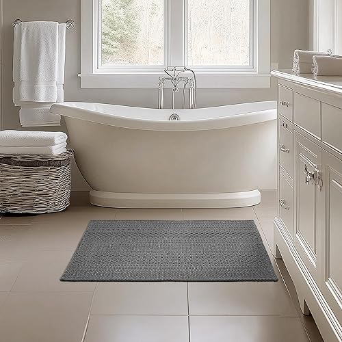 Miniatura 3 de Tapete para puerta de entrada interior, 2 x 3 pies, lavable a máquina, bohemio, antideslizante, diseño vintage, apto para mascotas, fibra sintética