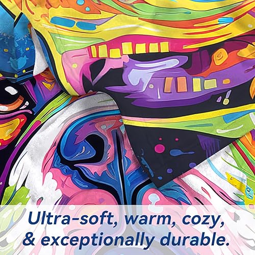 Miniatura 9 de Regalos de bulldog francés mantas coloridas del arte del chapoteo, 50"x40" ideas de regalo para los amantes de los franceses