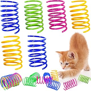 100 Pcs Cat Springs Toys, Cat Spiral Springs Colorful Interactive Cat Toys for Indoor Cats, Lightweight Durable Plastic Cat Spring Coil for Chewing, Swatting, Biting, Hunting Kitten Toys