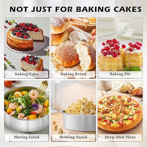 Miniatura 5 de Molde para pasteles de 6 pulgadas, 3 moldes de acero inoxidable para hornear pasteles con 100 piezas de papel pergamino, utensilios redondos para
