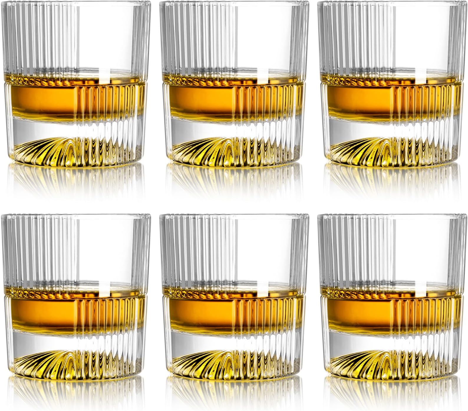 Whiskey Glasses - Set of 6, 10 Ounce Old Fashioned Glasses for Perfect Sipping
