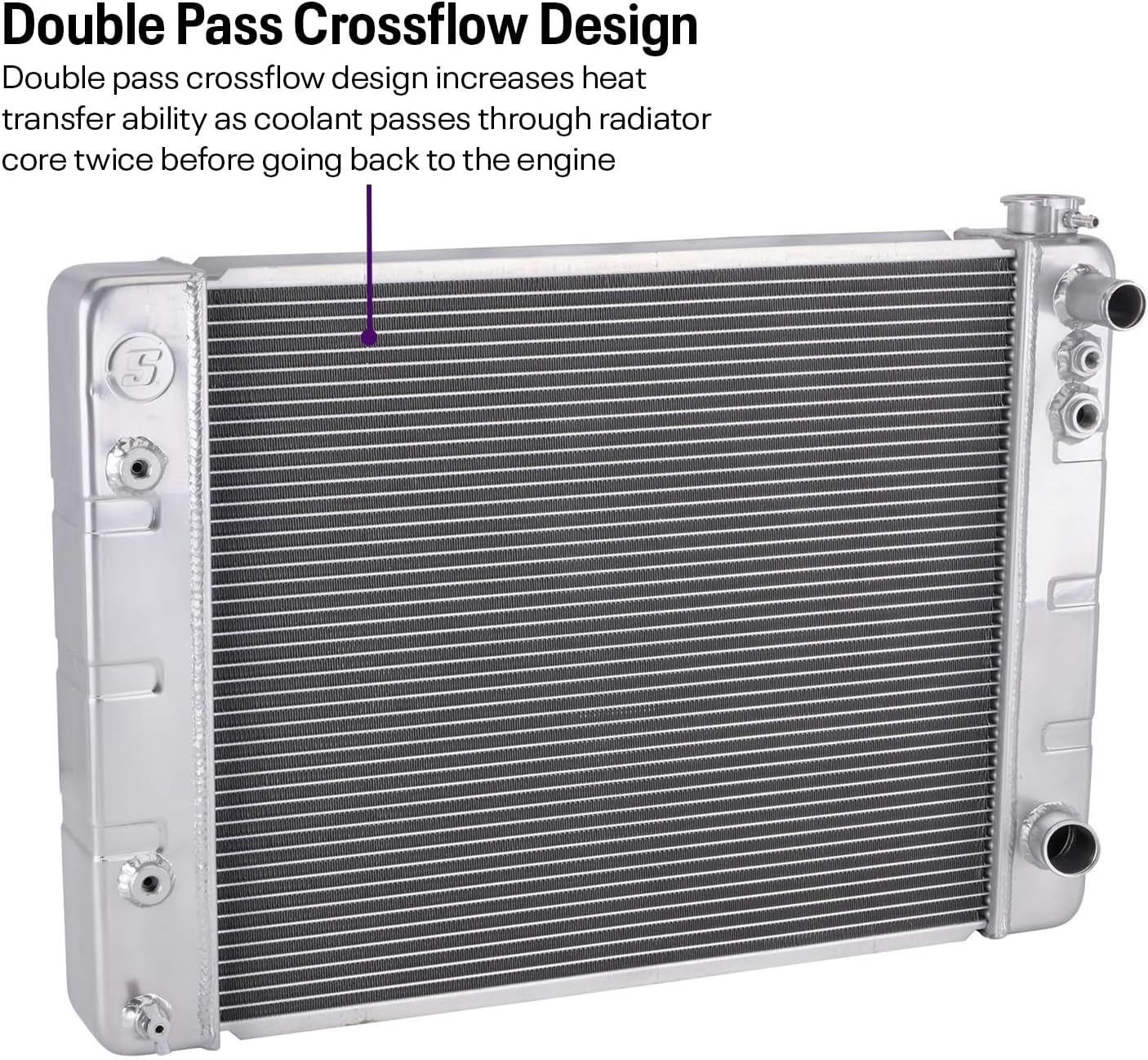 Speedway Motors WindChill™ Universal LS Swap 3-Row Aluminum Radiator Kit with Dual Fans and Shroud, 31x19 Double Pass Crossflow Design with Steam Port, LS Hose Fittings Included