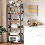 HCHQHS 6 Tier Bookshelf, Adjustable Industrial Bookcase, Vertical Tall Book Shelf, Wood and Black Metal Open Bookshelves for Home Office, Living Room, Bedroom, 178CM