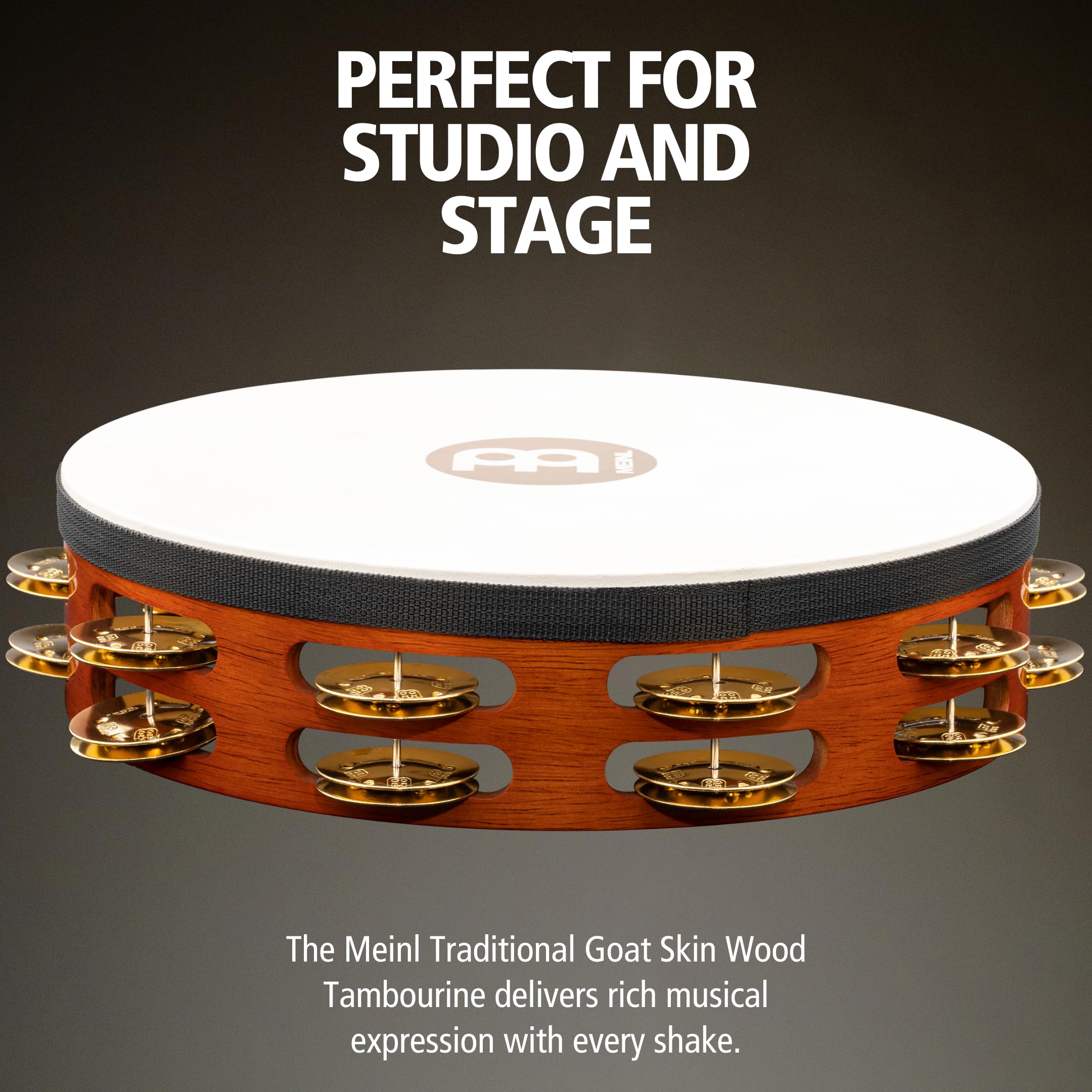Meinl Percussion TAH2B-AB - Pandereta de madera y latón, piel de cabra, Doble fila