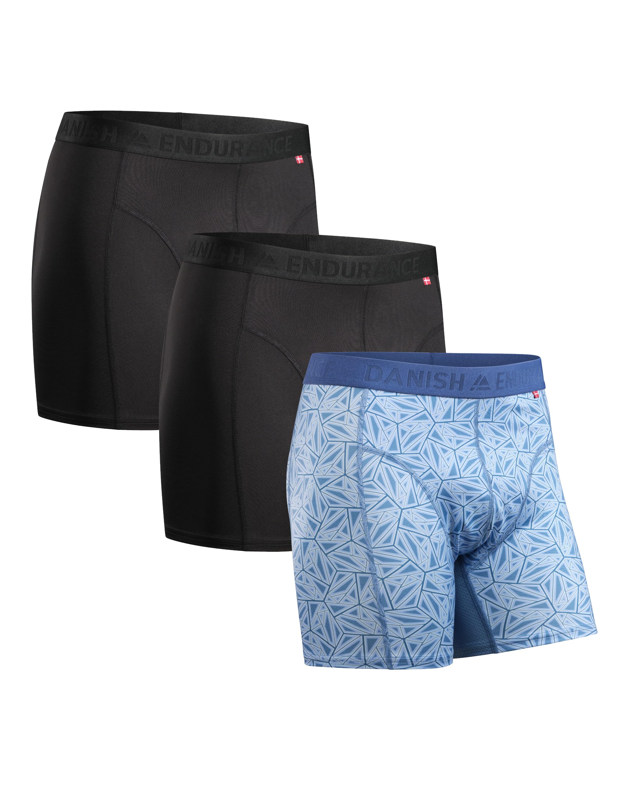 DANISH ENDURANCE Boxer Uomo Sportivi, Mutande Uomo Aderenti in Microfibra, Elasticizzati, Intimo per Sport, da Uomo, 3 Paia