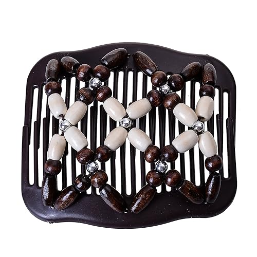 Miniatura 18 de LOVEF Peines mágicos para el cabello para mujer, con cuentas de madera, elásticos, de doble cara, clips para hacer moños, accesorios para el cabello