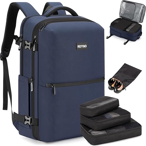 Miniatura 8 de RDTGO Mochila para laptop, para hombres y mujeres, mochila de viaje 40L, Negro -, Vacaciones