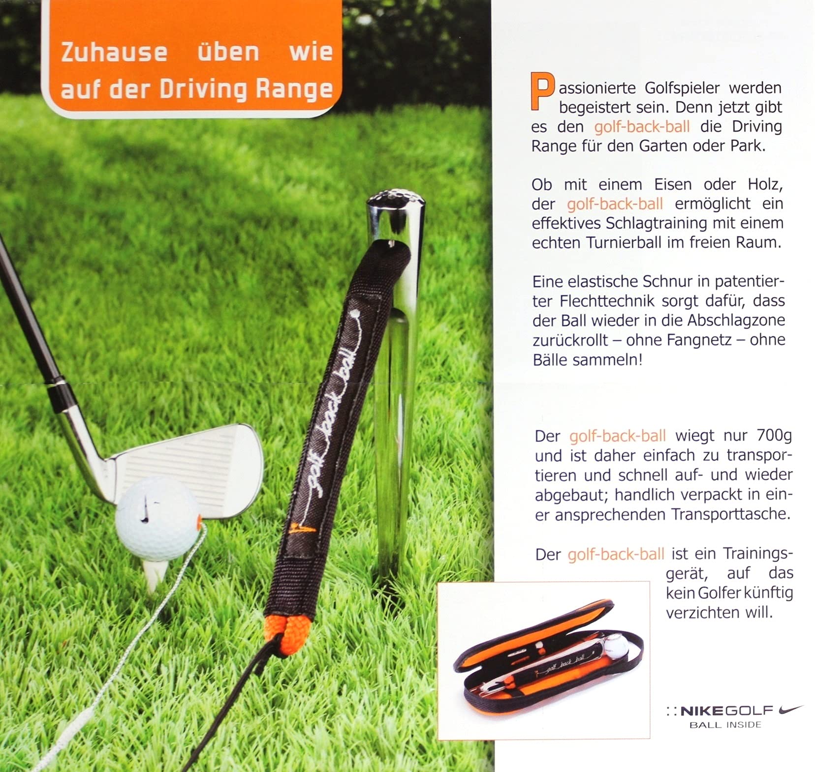 Golf Abschlag Trainer Golf-Back-Ball für Garten Driving-Range Swing Trainingshilfe Tools Back Ball Schwungtrainer Driver Schlaganalyse komplett mit Golfball Ersatzball