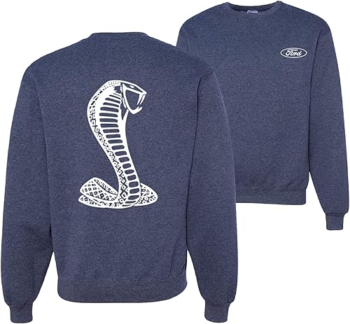 Wild Bobby Retro Ford Shelby Cobra Emblem Vintage Logo Blanco Coches y Camiones Frente y Atrás Unisex Cuello Redondo Sudadera