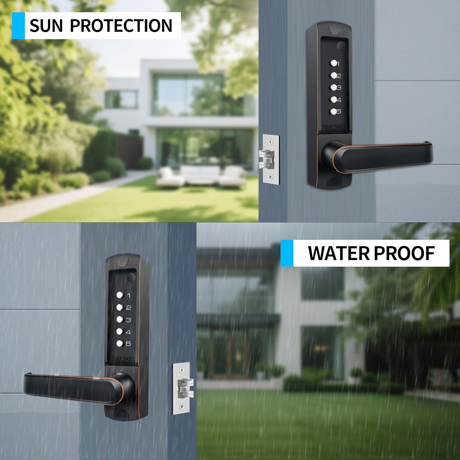 Keyless Entry Mechanical Door Lock – High Security 5-Digit Combination Code, Modern Minimalist Design, Easy Installation for Home or Office