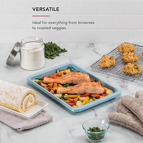 Miniatura 78 de KitchenAid Bandeja para hornear de acero aluminizado premium, antiadherente, 10x15 pulgadas, contorno plateado