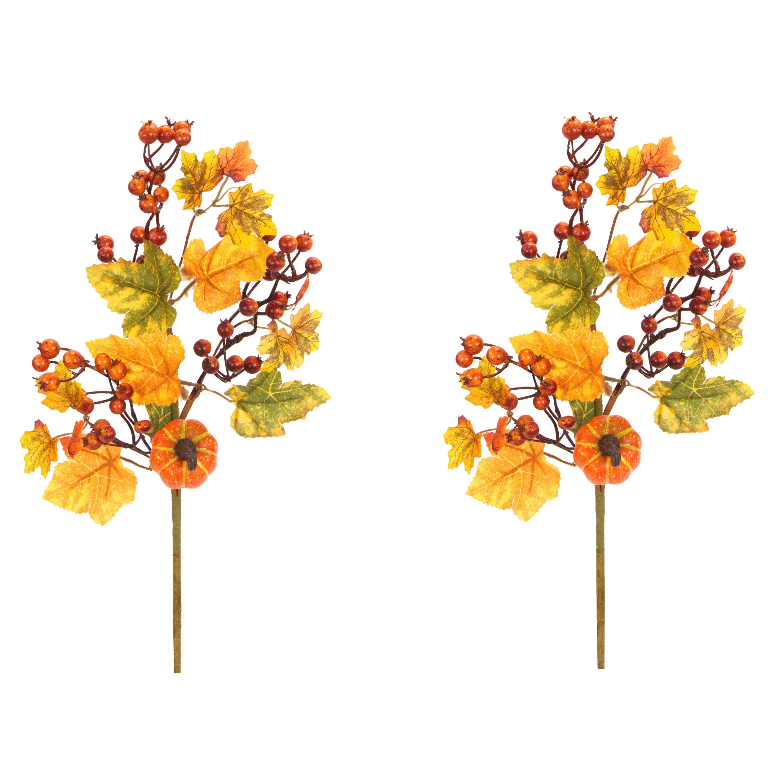 Admired by Nature Artificial Autumn Flowers 20 Inch Faux Spray Pumpkin Fake Fruit Berry Fall décor for Home, Wedding, Crafting, Thanksgiving, Fall