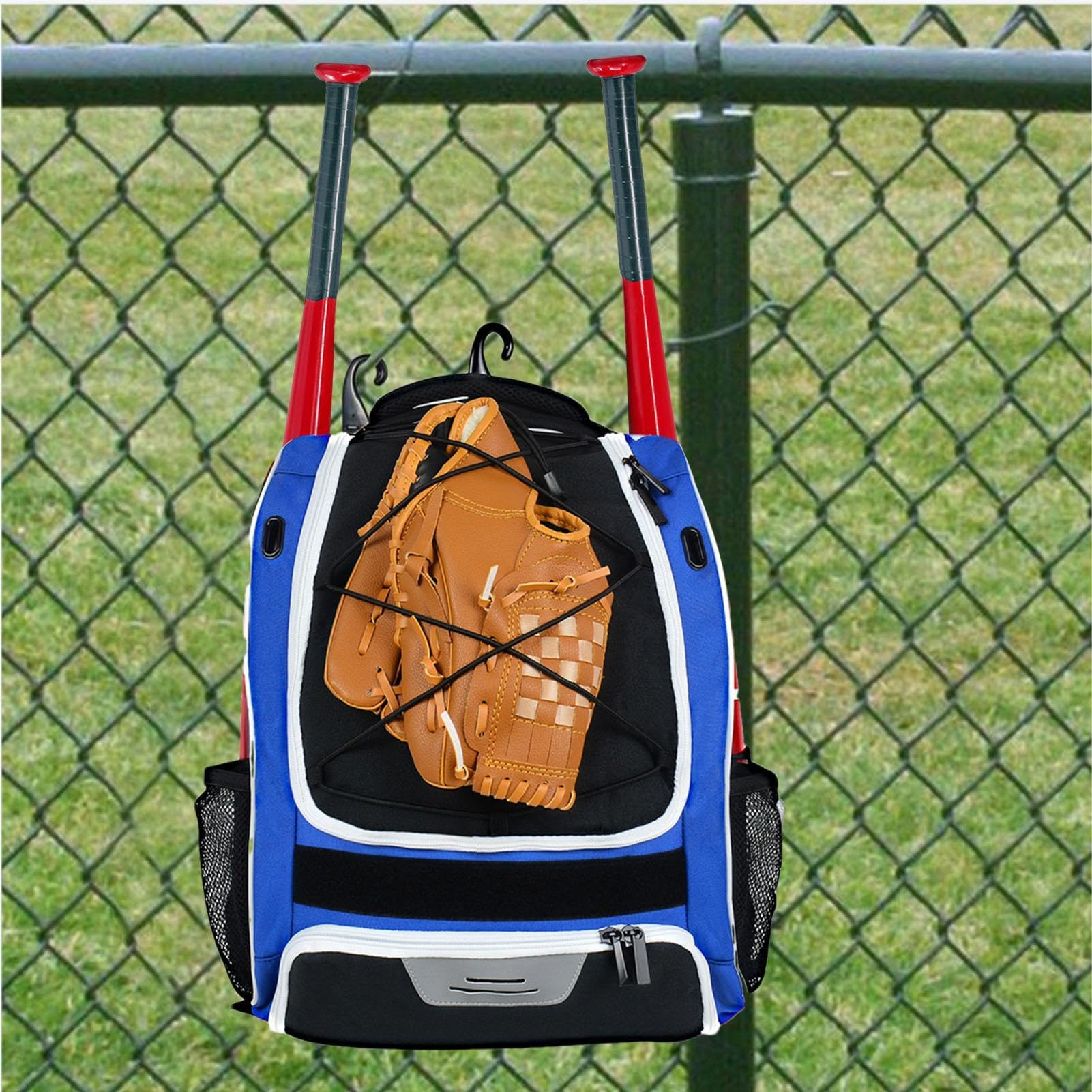 Mochila de béisbol – Poliéster 34 x 22 x 45 cm, impermeable, bolsa grande para bate de béisbol con casco, guante, compartimento para zapatos y almacenamiento de equipo para entrenamiento y juegos