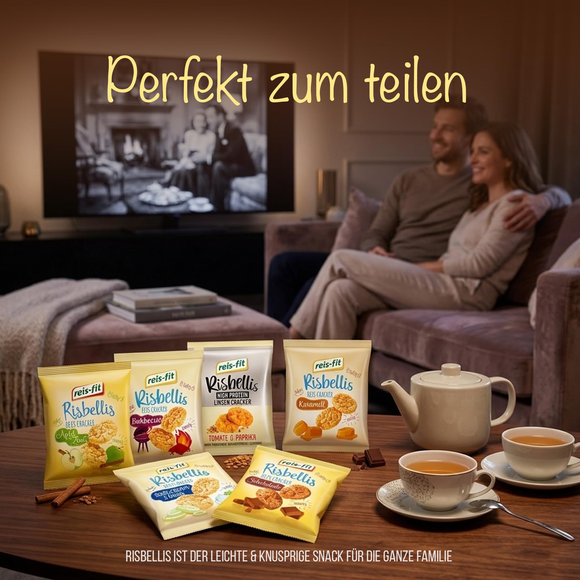 EKERA – reis-fit Risbellis Schoko – 16 Packungen knusprige Reiscracker | Süß & herzhaft | leichte Reiswaffeln als Snack für unterwegs, Büro & zu Hause | Reis Cracker fettarm