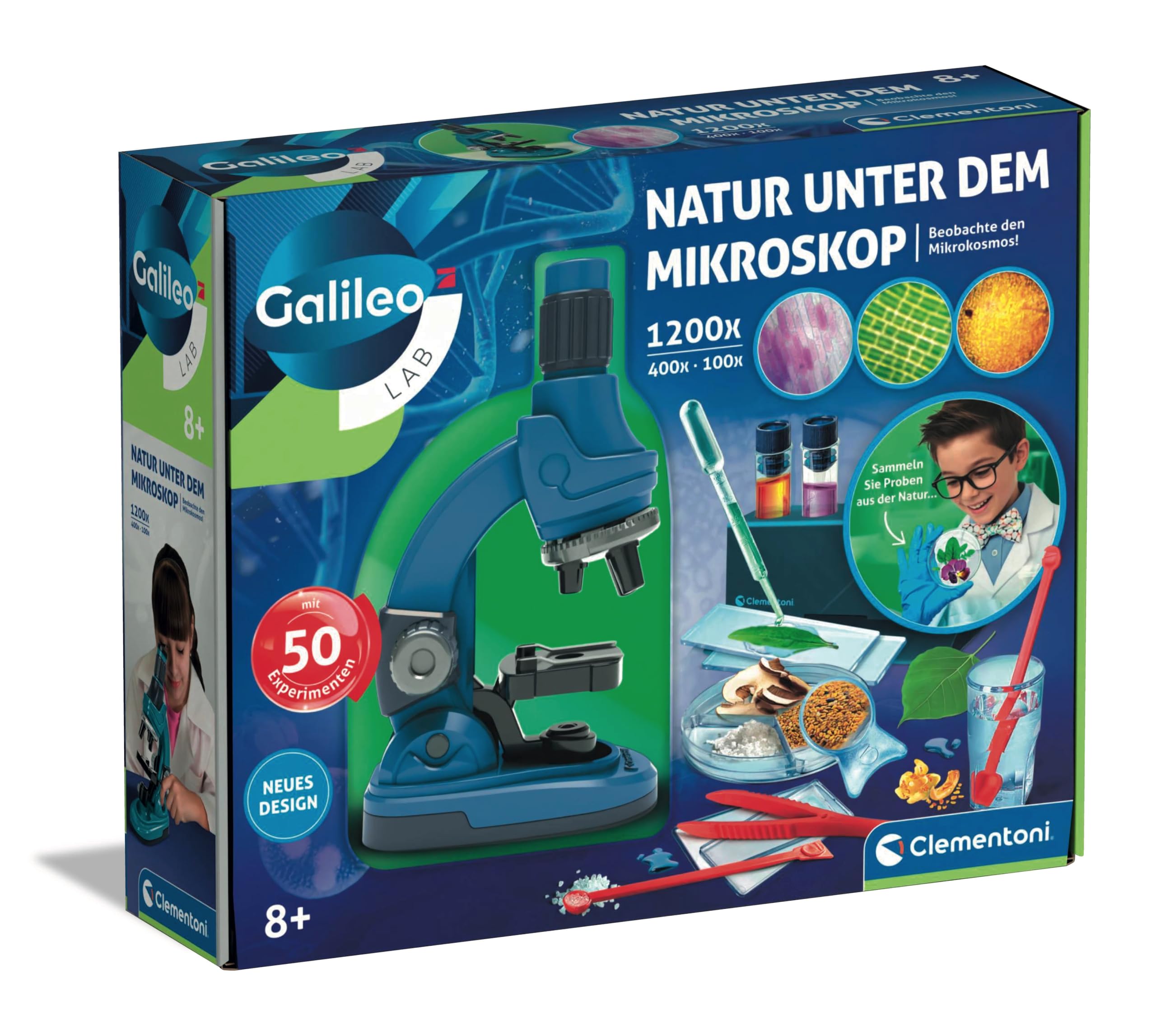 Galileo Lab Nature pod mikroskopem - mikroskop dla dzieci - eksperymenty dla dzieci od 8 lat, zestaw naukowców od Clementoni 59487