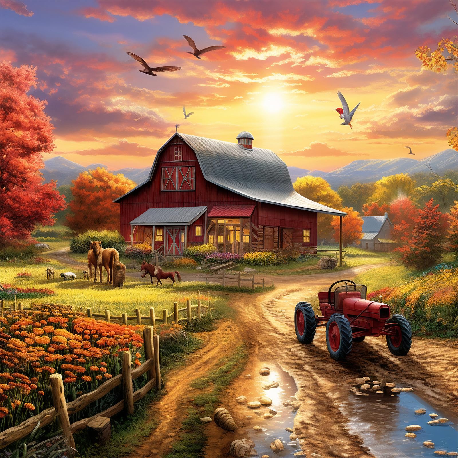 Bullglesup Jigsaw Puzzle for Adults 1024 Pieces with Letter Poster on the Back, Unique Pieces that Fit Well Against Dust (19.6 x 19.6 inches) — image 1