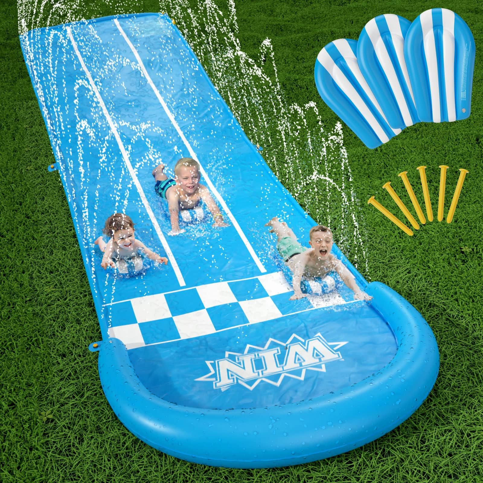 Jasonwell Race-3Lanes Slip and Water Slide