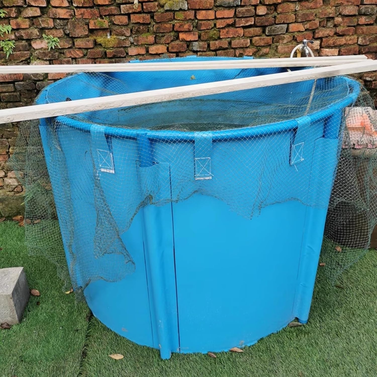 Foldable PVC Canvas Fish Pond with Frame - 24" 31" 39" Deep Above Ground Pool for Koi Culture, Water Storage & Irrigation, Large Family Pools (1.5x1m/4.9x3.3FT - 5965GAL)