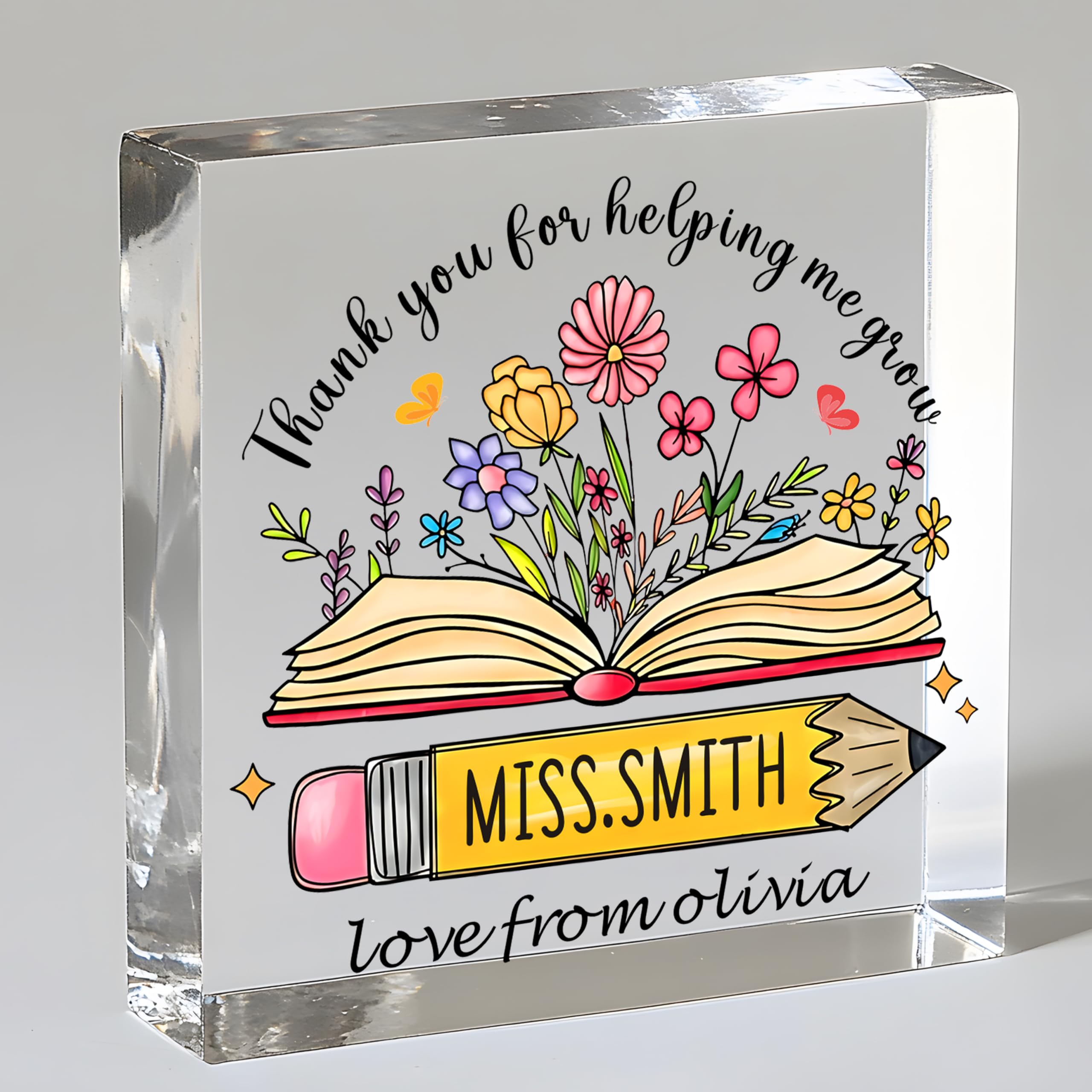 Personalised Teacher Gifts Thank You Teacher Gifts for Women Men Acrylic Plaque Teacher Appreciation Gifts Thank You Gift for Teacher Tutor Teaching Assistant End of Term Gifts (Design 6)