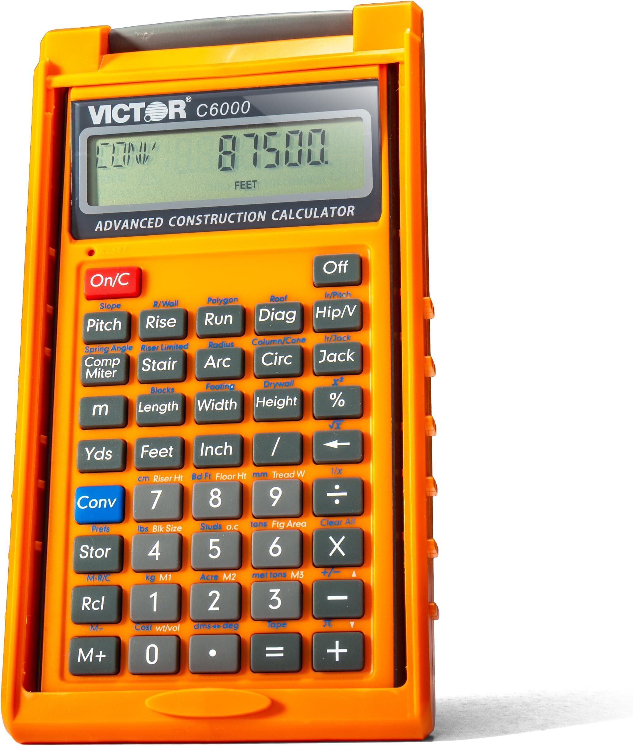 Victor C6000 Advanced Construction Calculator with Protective Case Displays in Fractional or Dimensional Forms Perfect for Carpenters, Renovators,Builders, Contractors, Estimators