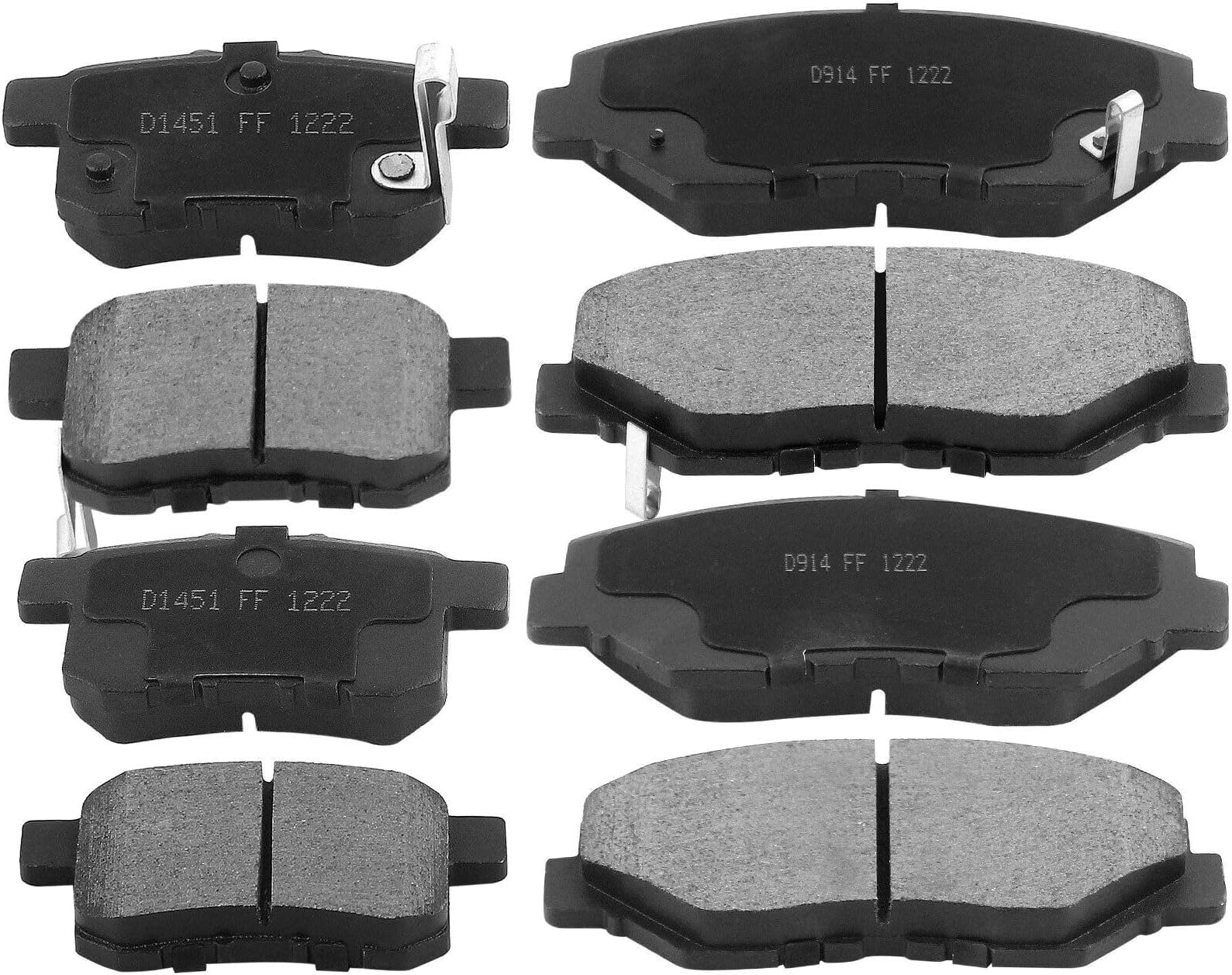 Brake Pad 8X Front and Rear Disc Ceramic Mounting Hardware Air Compressor-Emblem