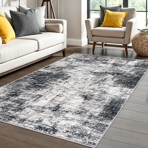 Miniatura 198 de IOHOUZE Alfombra pequeña abstracta de 2 x 3 pies, alfombra de entrada lavable para entrada interior, alfombras con respaldo de goma, alfombra Gris