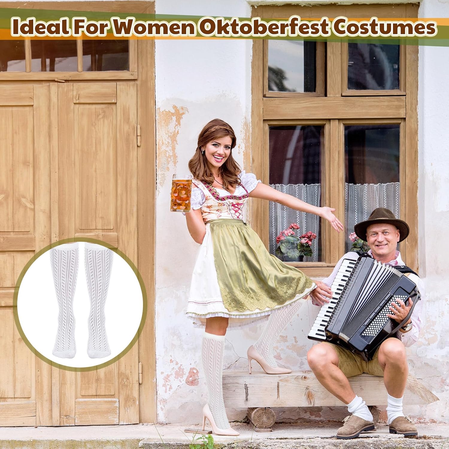 Suhine Pair Oktoberfest Socks German Dirndl Knee Bhutan Ubuy