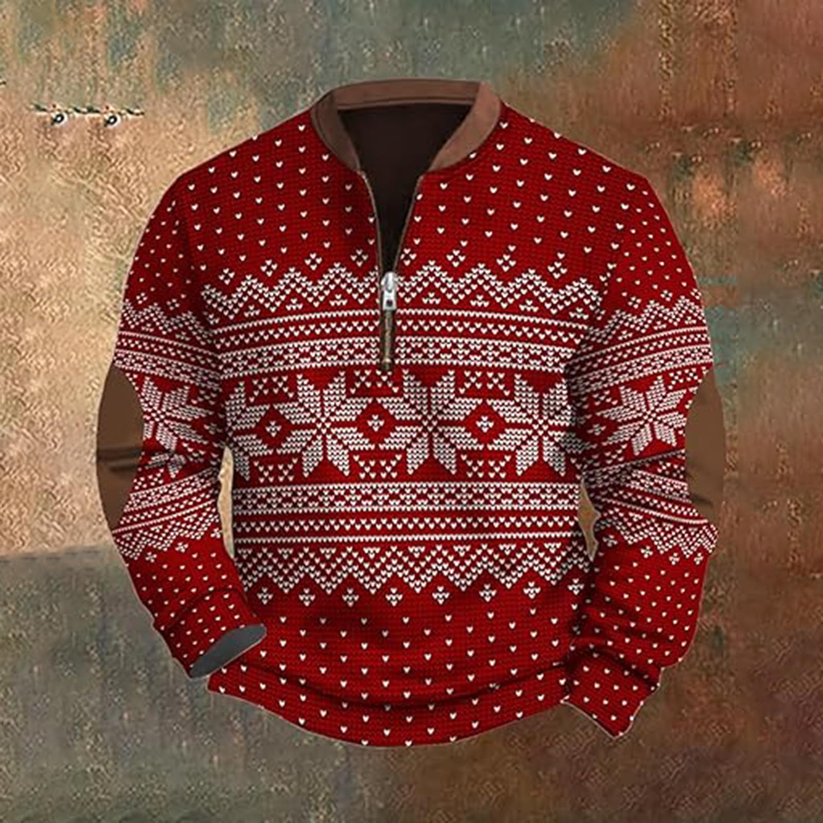 Generisch Jersey de Navidad para hombre, informal, cálido, suéter de Navidad, camiseta de manga larga, cómodo diseño navideño para hombres