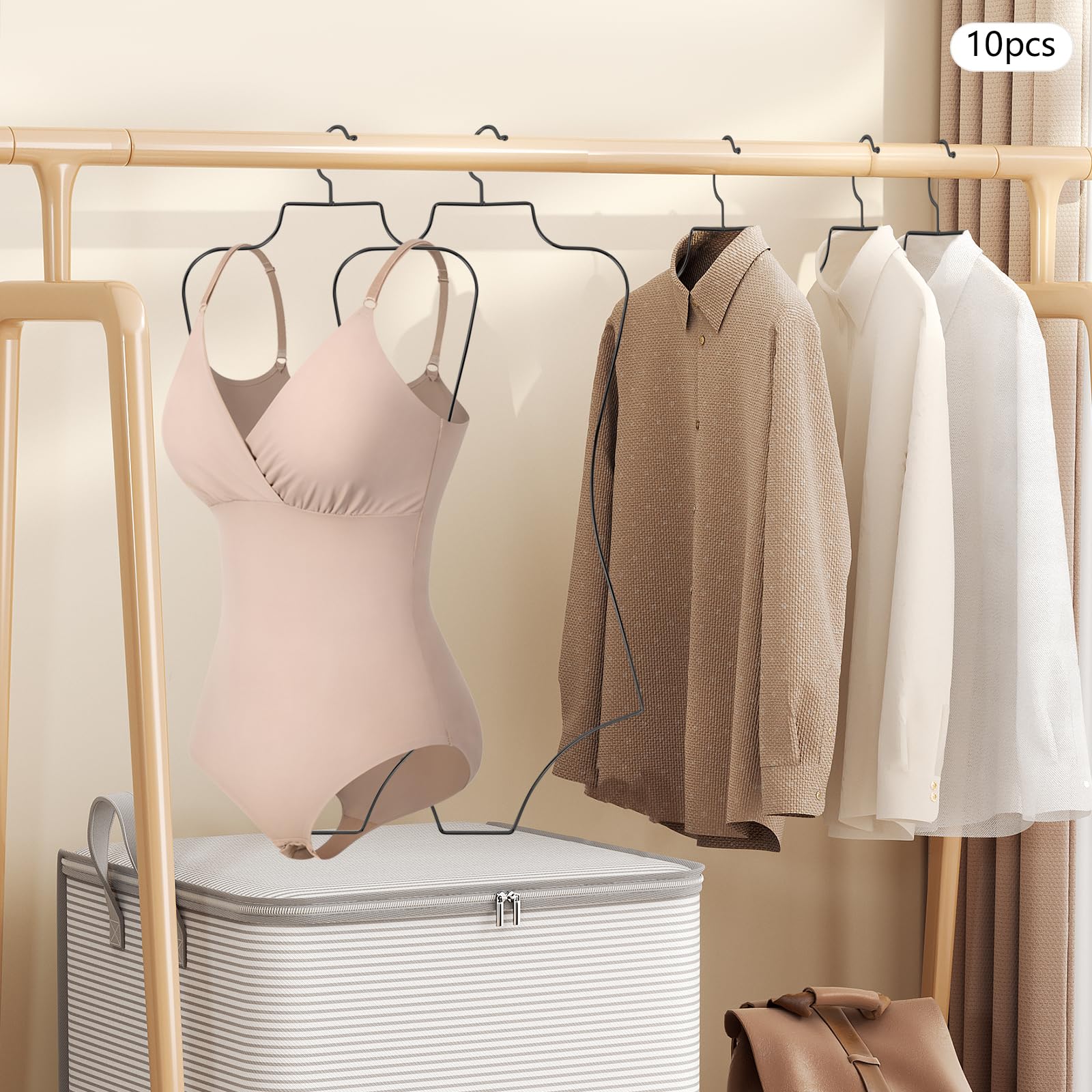 10PCS Swimsuit Hangers, Body Shape Lingerie Hangers Bikini Display Hanging Rack for Swimsuits Bathing Suits (Black)