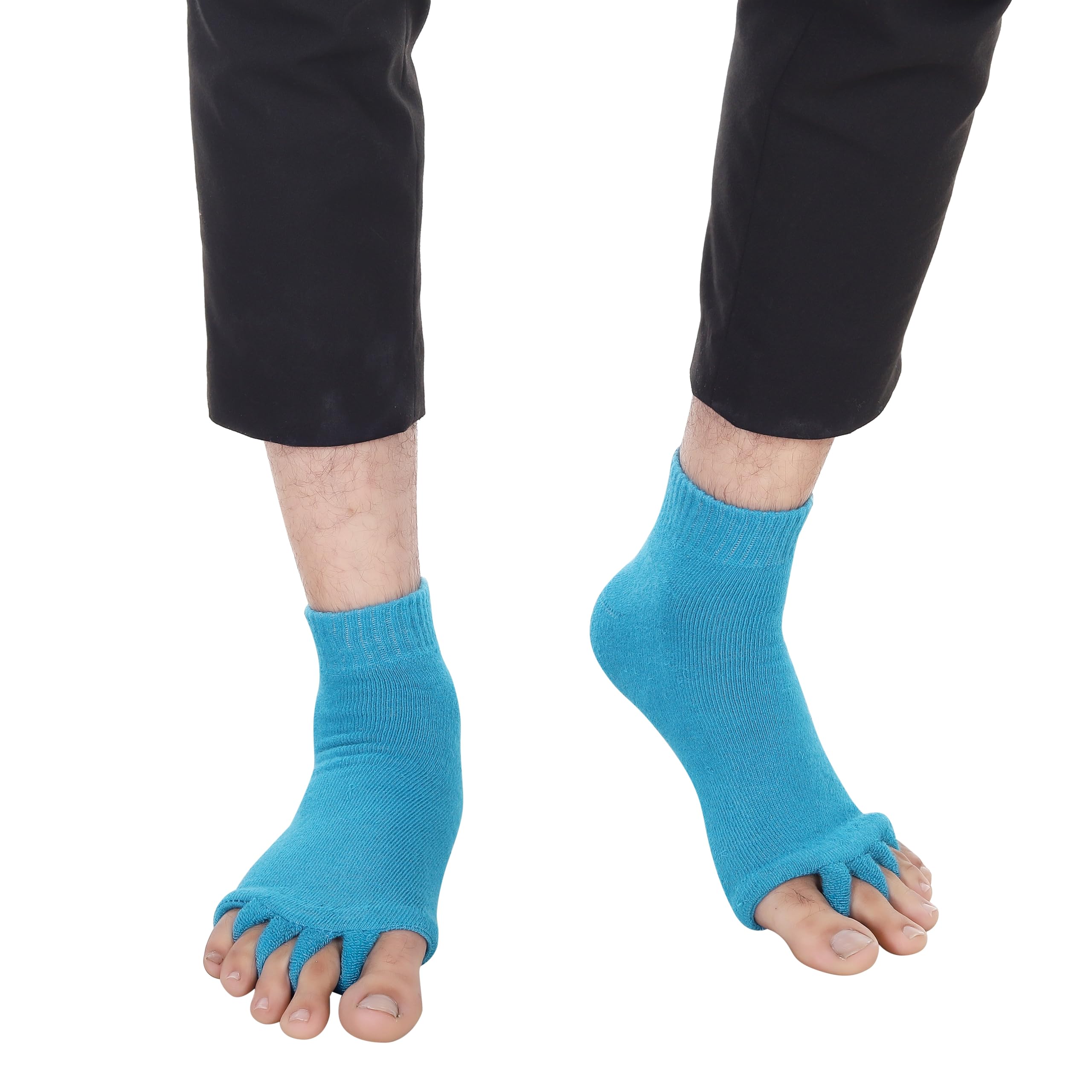 ORTINO™ Toe Separator Socks for easing bunion, hammer toes, plantar fasciitis, foot alignment and pain relief | (unisex, free size) (Sky Blue) (B0CV17KF79) Amazon Price History, Amazon Price Tracker