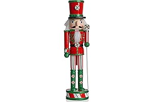 Ornativity Wooden Peppermint Christmas Nutcracker 15" Tall Red, White, Green Glitter Candy Themed