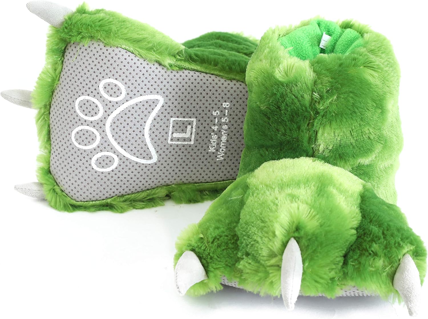 Millffy Funny Bear Paw Slippers Adult Monster Dino Slippers for Toddler Boys Dinosaur Slippers for Kids Adults (Green Dinosaur, Large)