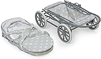 Vista 9 de Badger Basket Toy Doll Just Like Mommy 3-en-1 Cochecito de muñeca y portabebés para muñecas de 22 pulgadas, gris/lunares