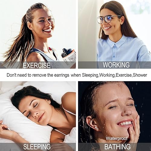 Miniatura 4 de LOLIAS Small Hypoallergenic Flat Back Stud Earrings for Women Men 14K Gold Plated Surgical Stainless Steel Earring Sets Tiny Screw Back Cartilage