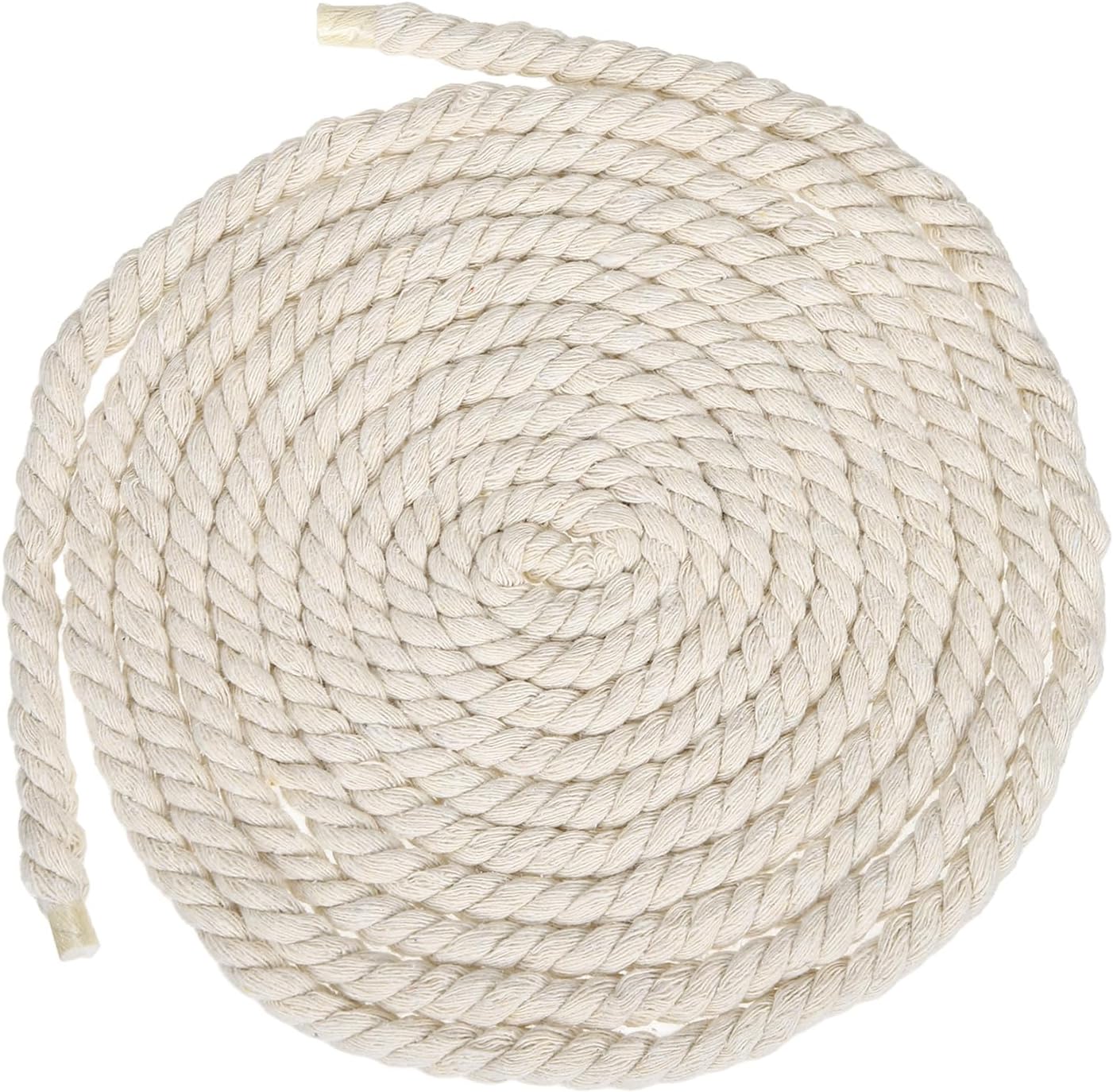 MECCANIXITY 10mm x 13 Feet White Cotton Rope,3 Strand Clothes Line Outdoors,Twisted Braided Thick Macrame Cord for DIY Wall Hanging Plant Hanger Knotting Clothesline