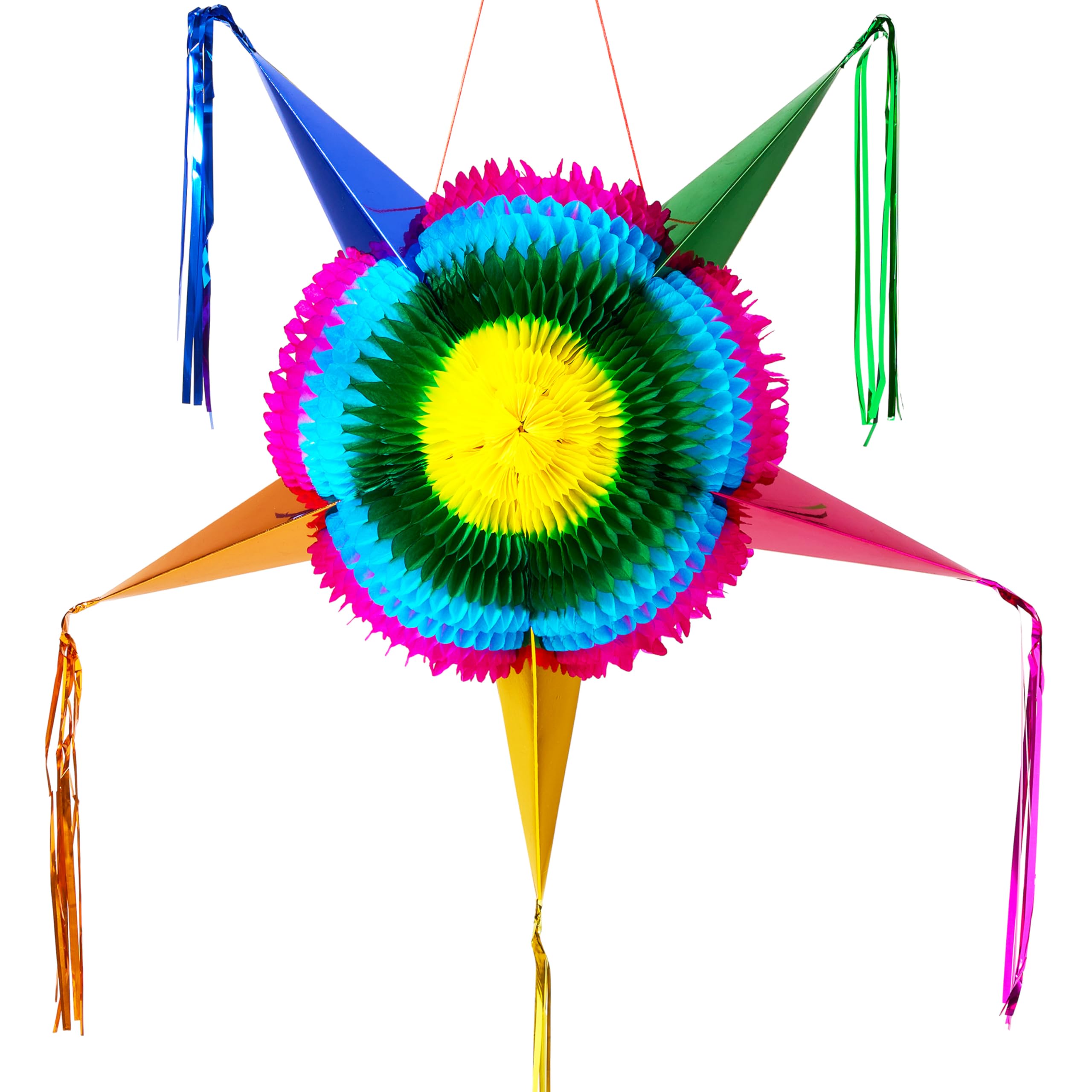 JOYIN Piñata de estrella grande de 33 pulgadas, piñata plegable para fiesta mexicana con vibrante centro de panal, decoraciones de fiesta coloridas tradicionales para el Cinco de Mayo, suministros de