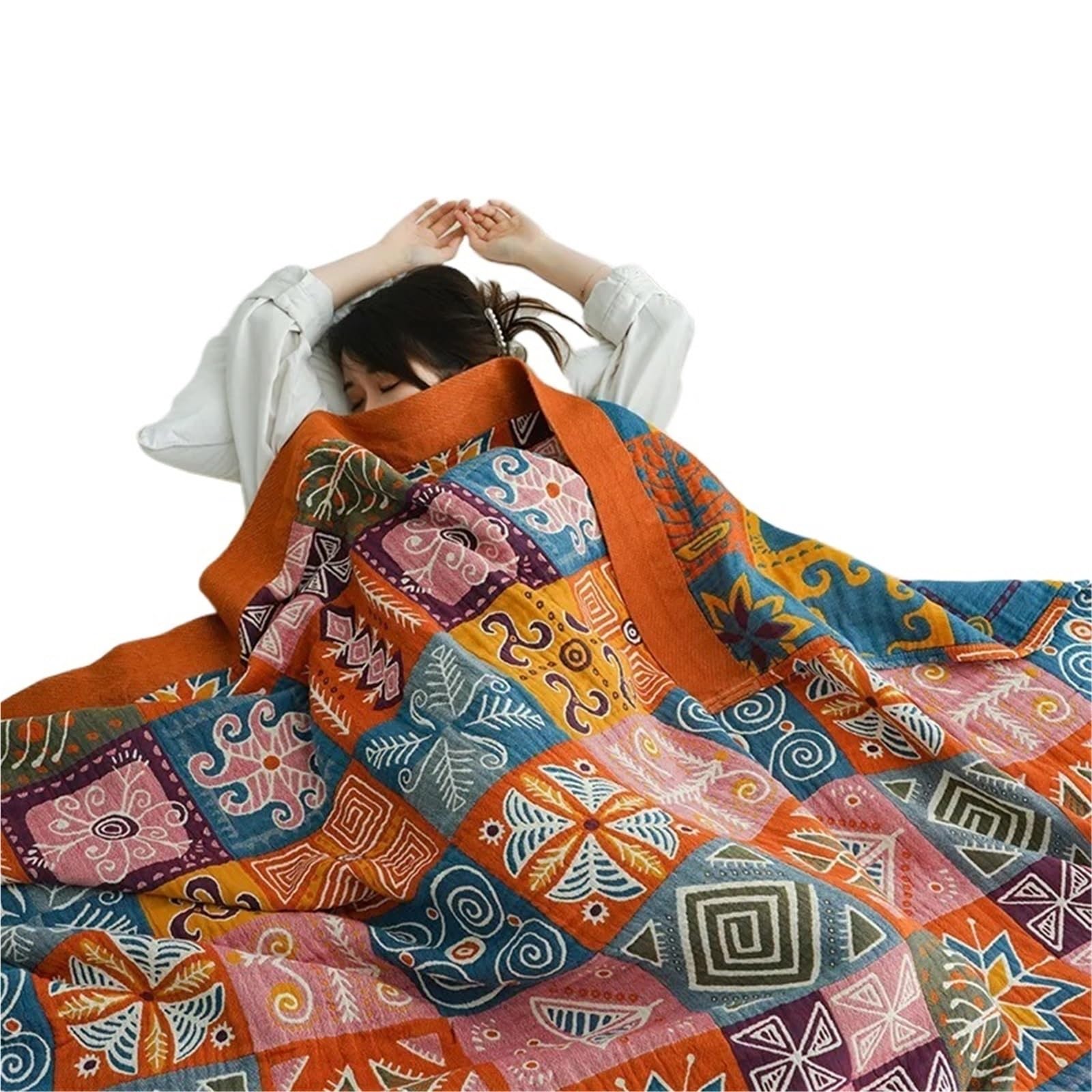 GSJNHY Cooling Blankets Cooling Blanket Gauze Blankets Four Seasons Universal Towel Plaid For Picnic Bedspread On Bed Sofa Cover Summer for summer(150X200CM Blanket)