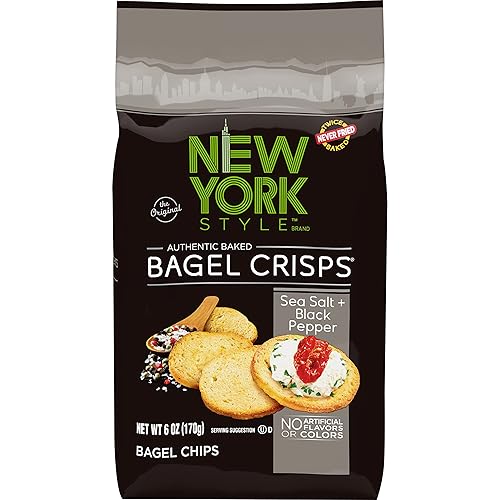 New York Style Patatas fritas de bagel, sal marina y pimienta agrietada, 6 onzas