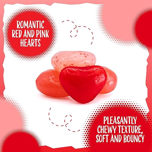 Miniatura 5 de Bolsa de 2 libras de gomitas de San Valentín  Corazones de caramelo rosa y rojo  Sabores de cereza, fresa y sandía  Mini dulces de San Valentín para