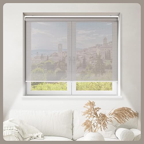 Persianas enrollables de filtrado de luz inalámbricas, 5% de apertura, persianas solares para ventanas, comerciales para el hogar, persianas de