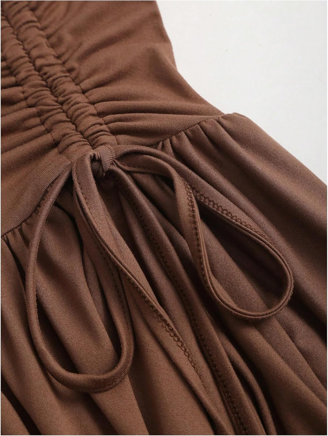 WDIRARA Women's Punk Halter Mini Dress Western Asymmetrical Ruffle Sleeveless Drawstring Ruched A Line Dresses - Image 4