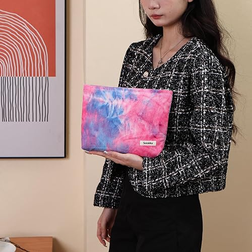 Miniatura 18 de ALEXTINA Large Capacity Cute Makeup Bags, Small Makeup Bags, Aesthetic Travel Cosmetic Bags for Women, Canvas Floral Make Up Bag Portable Makeup