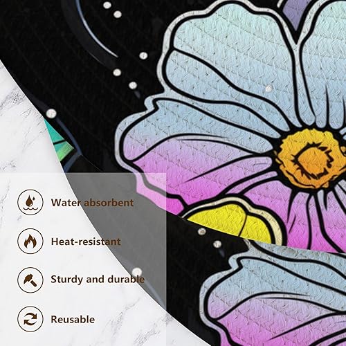 Miniatura 3 de 3 Pcs Trivet Runner White Yellow Purple Daisy for Hot Dishes 15in Cotton Thread Weave Heat Resistant Placemats for Crock Pot Home Necessities