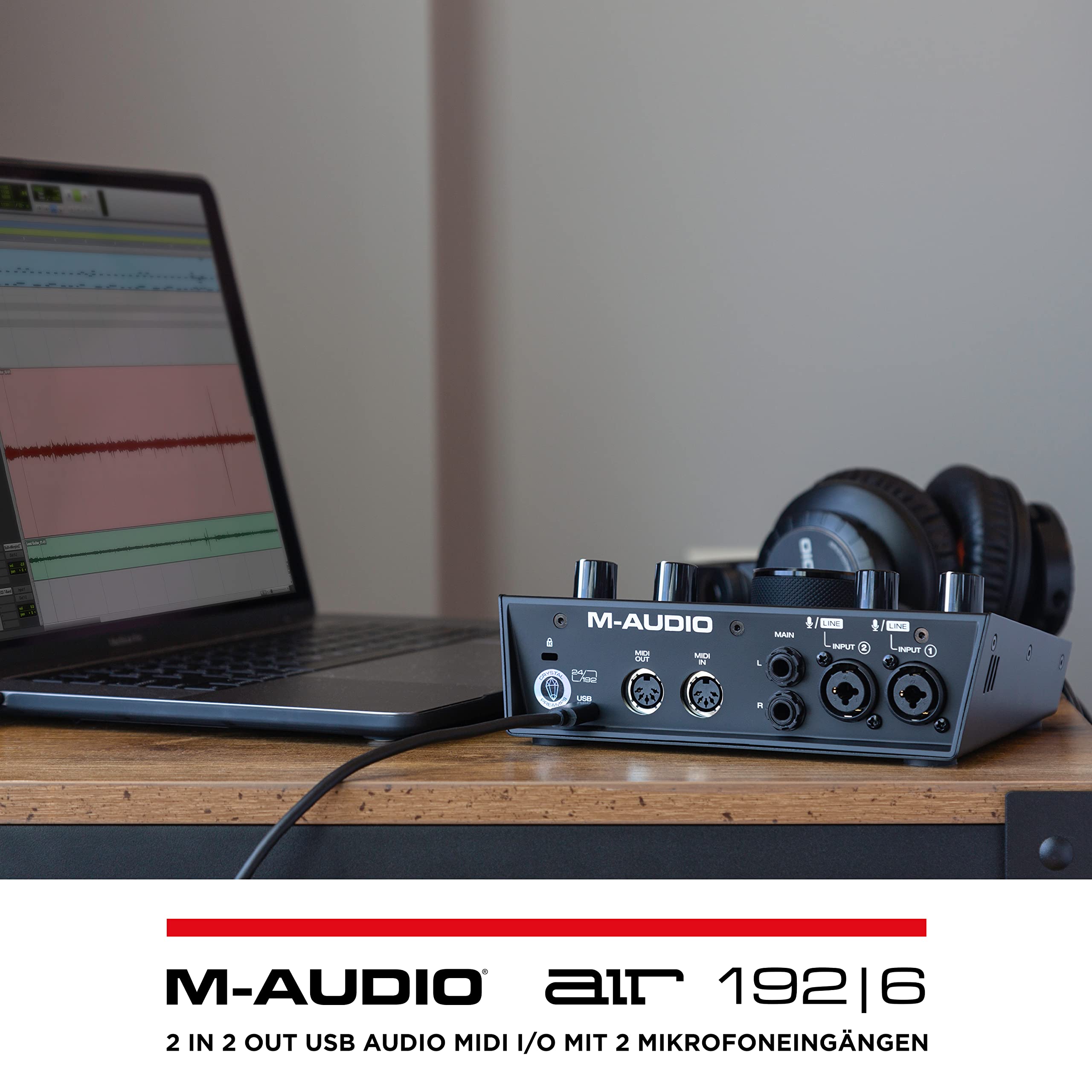 M-AUDIO Air192|6 USB MIDI Audio Interface für Aufnahmen in Studioqualität mit 2 XLR und Line Eingängen und Recording Software