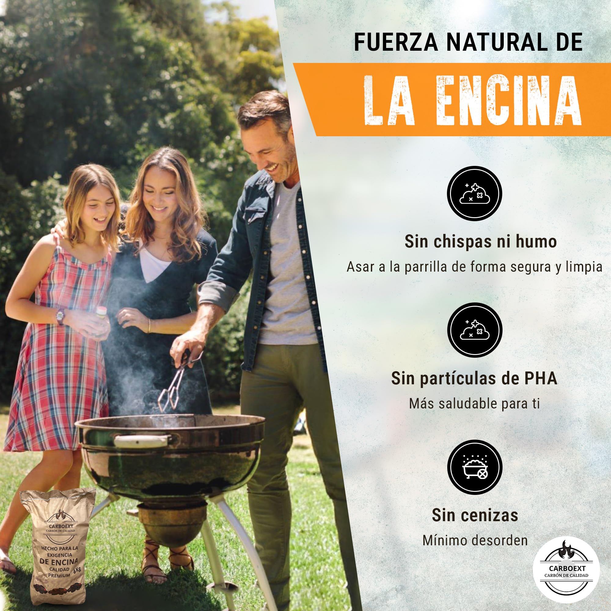 Carbon Vegetal Barbacoa Carbon Barbacoa Carbón 100% Sin Humo Ni Aditivos Carbón Vegetal De Encina Premium Ideal Sin Humo Barbacoa Restaurantes Barbacoas Familiares o Asadores Ecologico Saco de 3KgApx