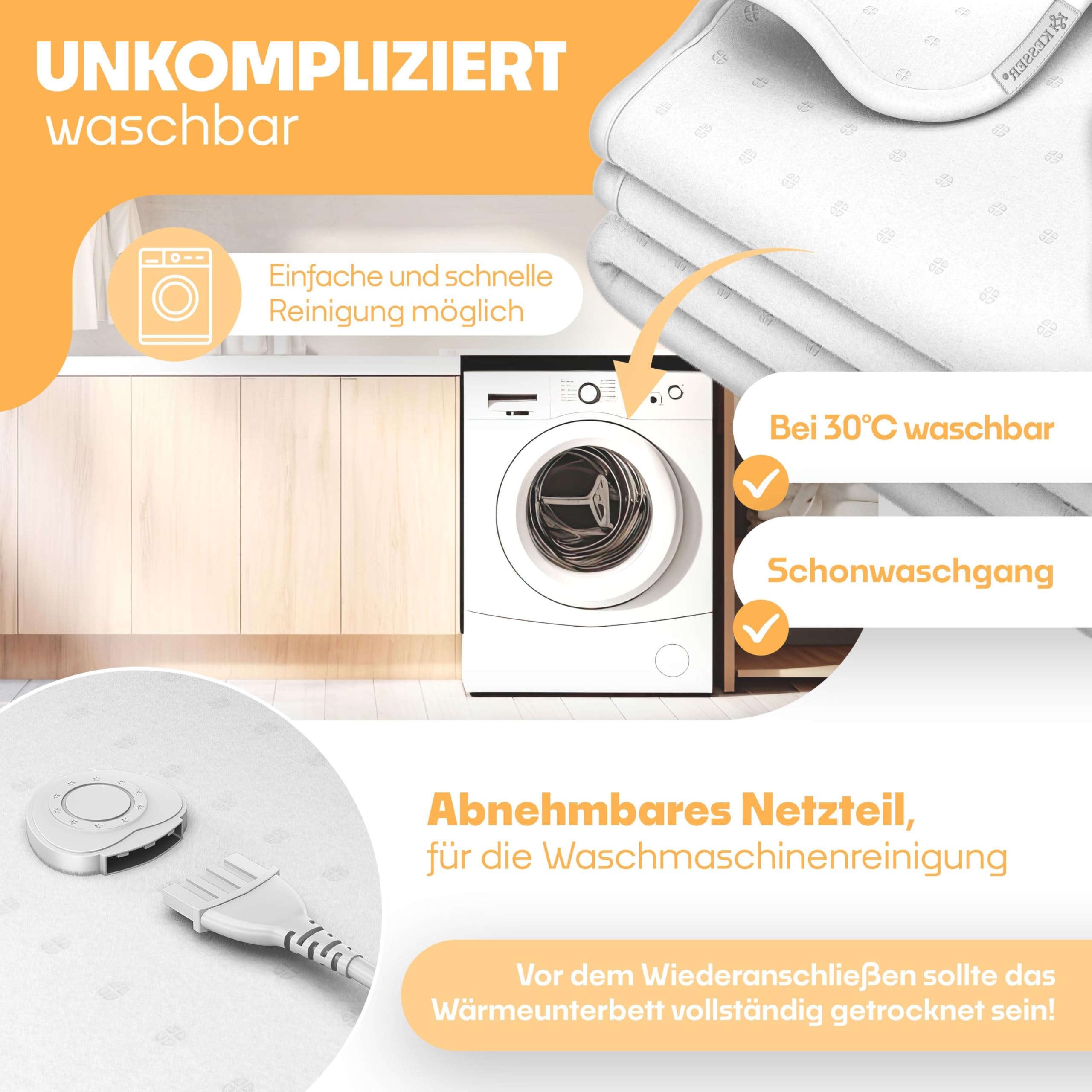 KESSER® Doppel-Wärmeunterbett 160x140cm mit Abschaltautomatik 2 Temperaturzonen Fernbedienung | Heizdecke mit 3 Temperaturstufen | Wärmebettunterlage fürs Bett | Wärmedecke aus weichem Vlies Weiß