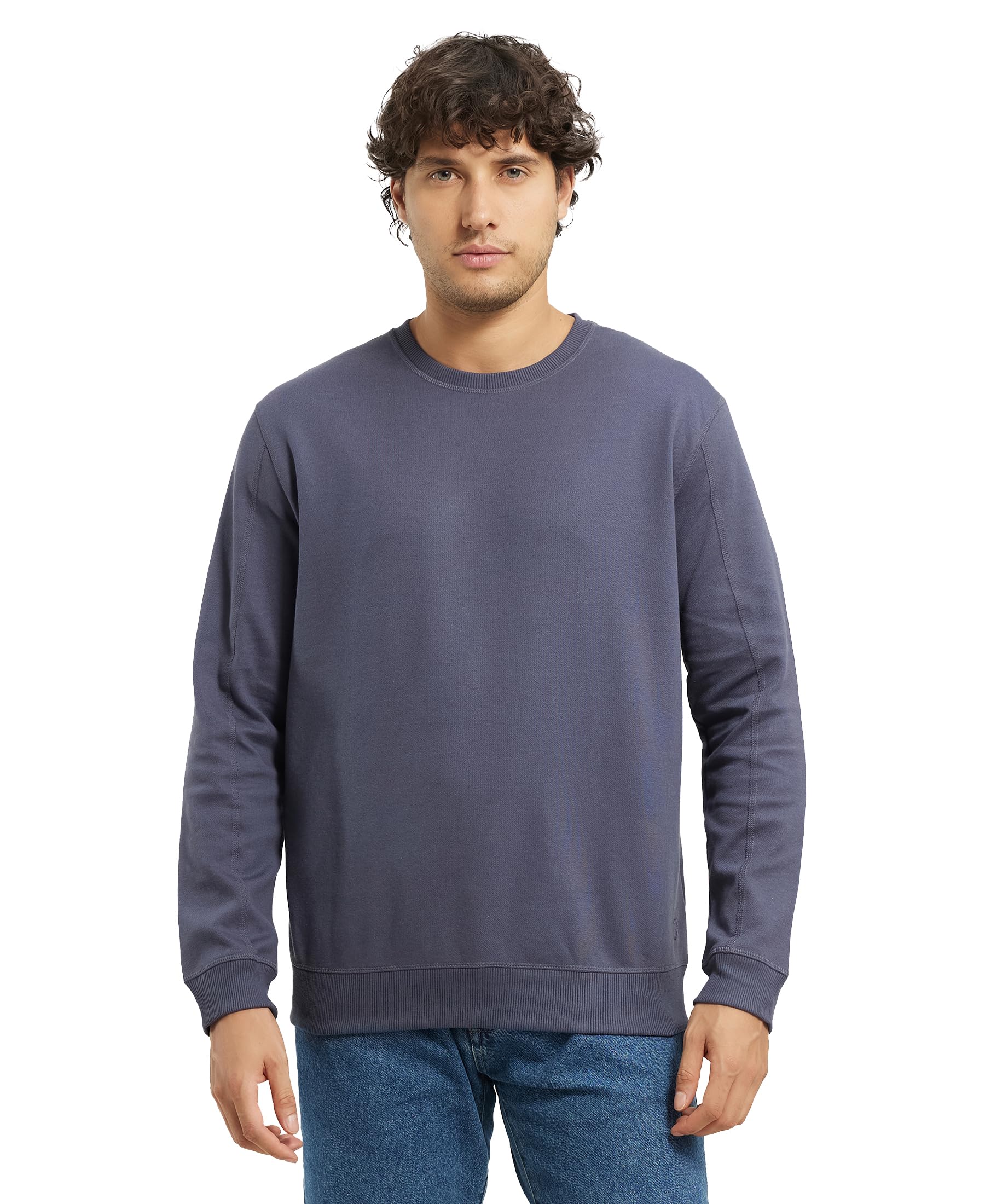 jockey AM48 Men's Super Combed Cotton Rich Pique Round Neck Sweatshirt with Ribbed Cuffs-picture-53